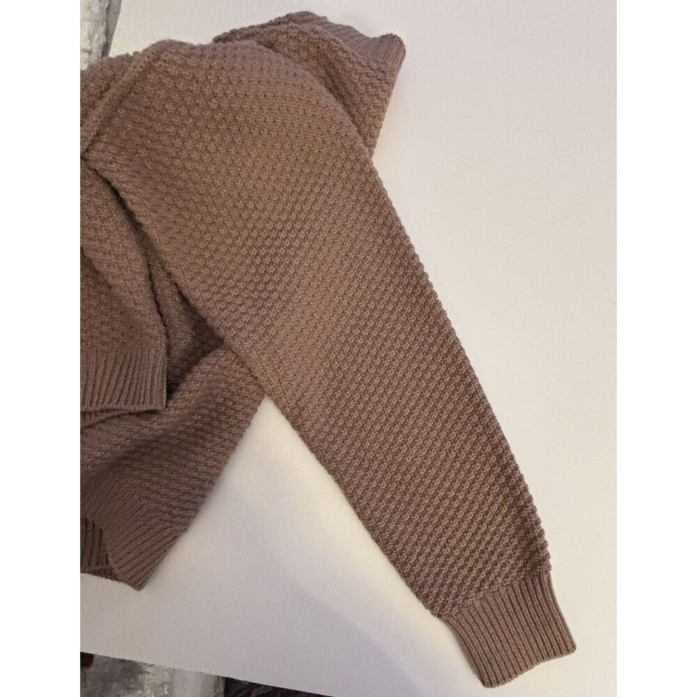 Free People Taupe Chunky Knit Cropped Cardigan Textured Cozycore Grandpacore XL - Picture 3 of 7